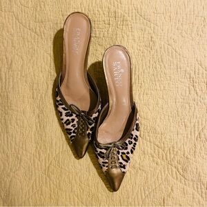 FRANCO SARTO | MANOLO BLAHNIK leopard peep-toe kitten heel SIZE 7 1/2